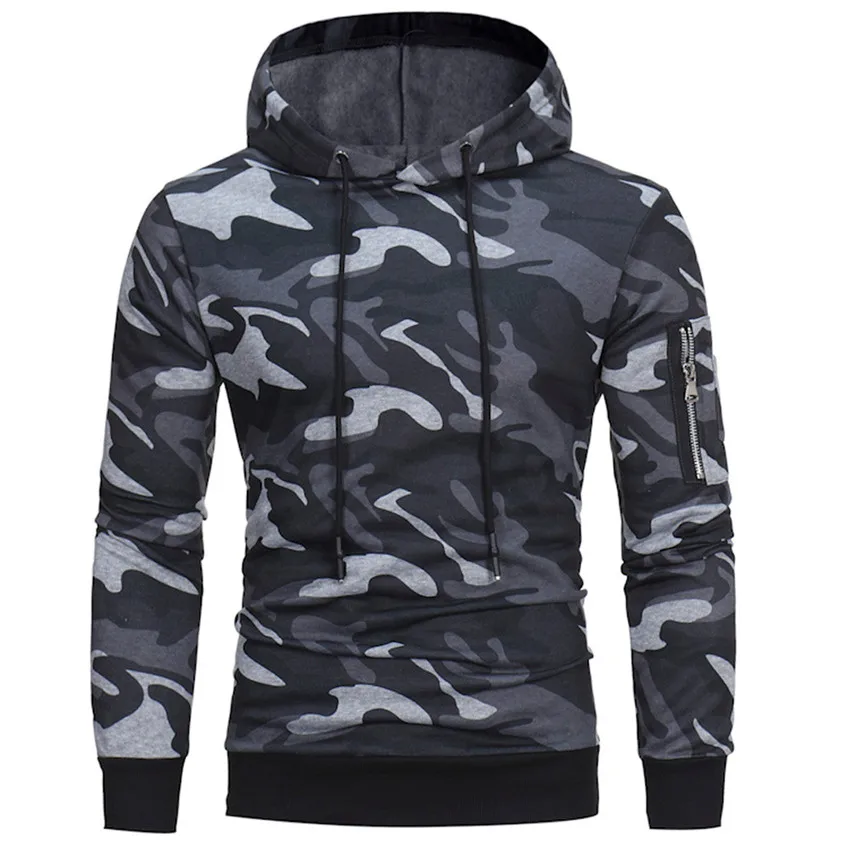 

Fashion Men's Autumn Winter Camouflage Hoodie Sweatshirts Sport Zipper Pullover Tops Hoodies Men Streetwear Hooded Sweatshirt