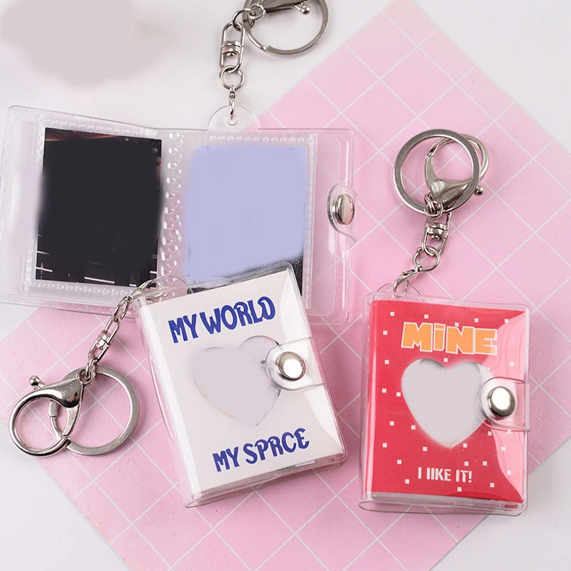 2 Inch Hollow Love Photo Album Glitter PVC Photocard Holder Mini With Keychain Sticker & Name Card Scrapbooking | Дом и сад