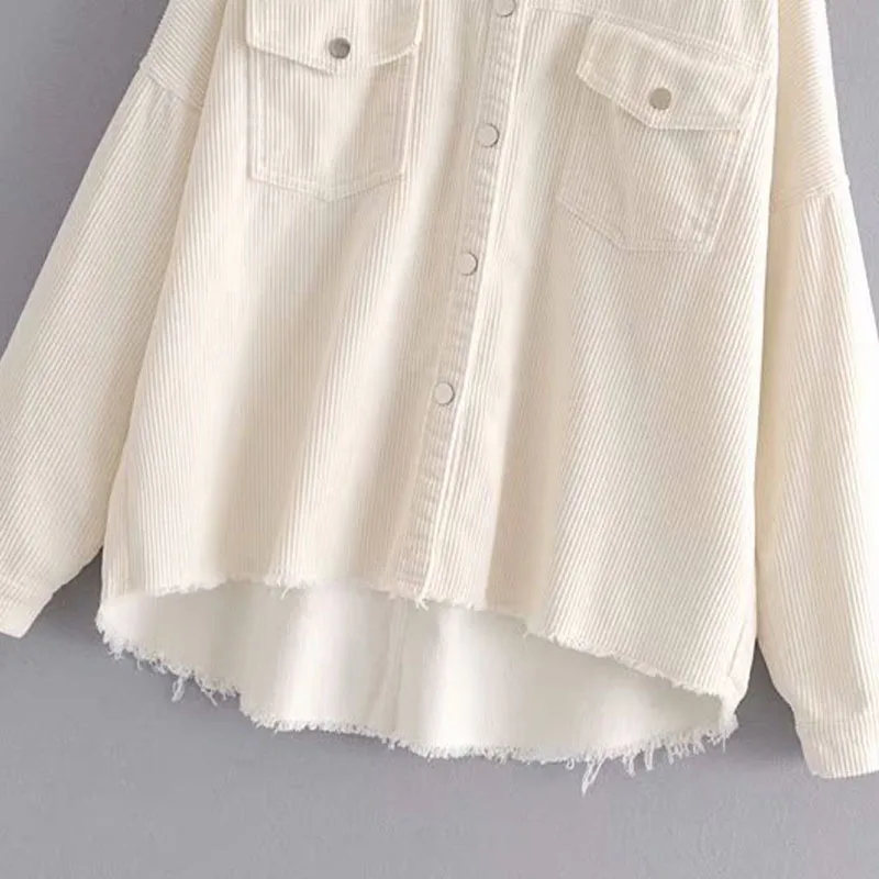 astounding 2019 Corduroy Casual Women Jacket 2 Pocket Decor Lapel Single Breasted Autumn Long Sleeve High Stre