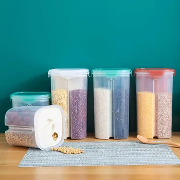 

Separated Grain Storage Tank Transparent Plastic Coffee Bean Snack Storage Box Kitchen Dry Food Preservation Storage Sealed Can