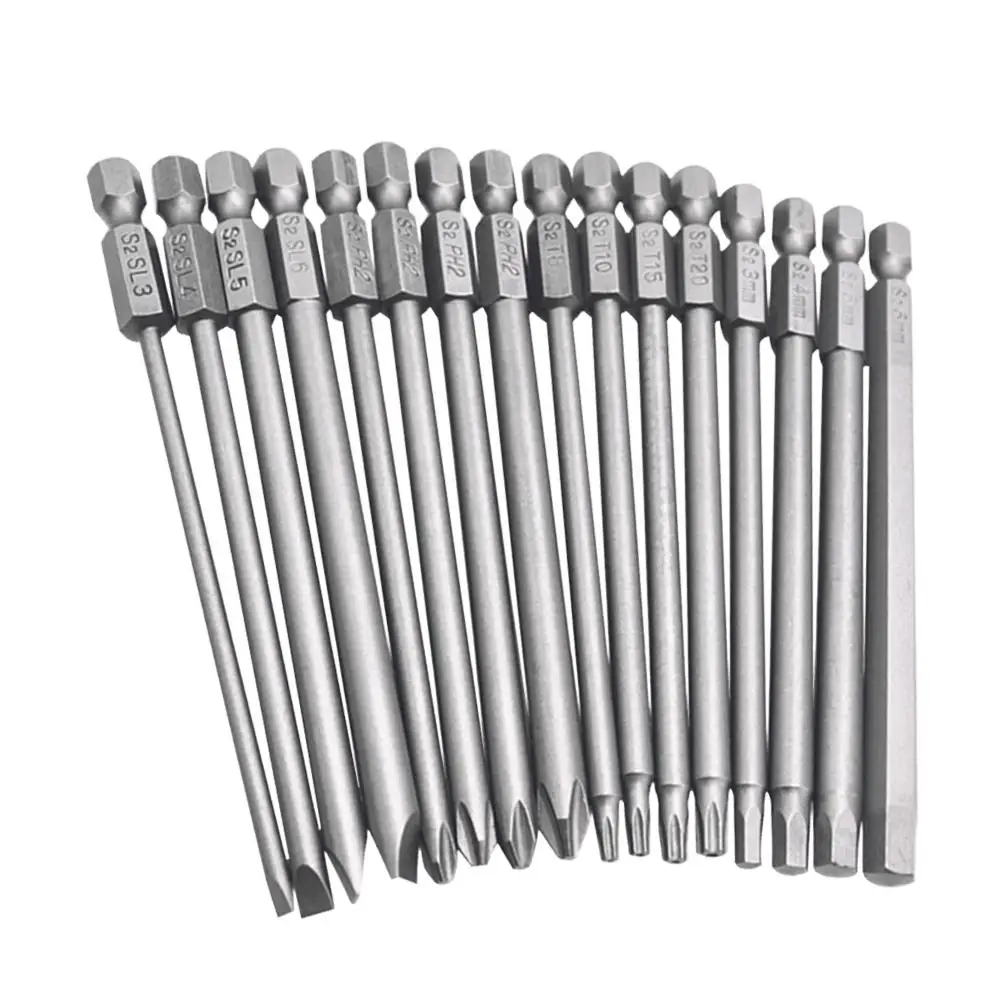 Drill Screwdriver Bit Drill Bits Drill Bit 6 8 10 16pcs set 100mm Alloy Steel S2 Slotted Phillips Professional Screwdriver Bits Straight Cross Head Batches Hand Tools
