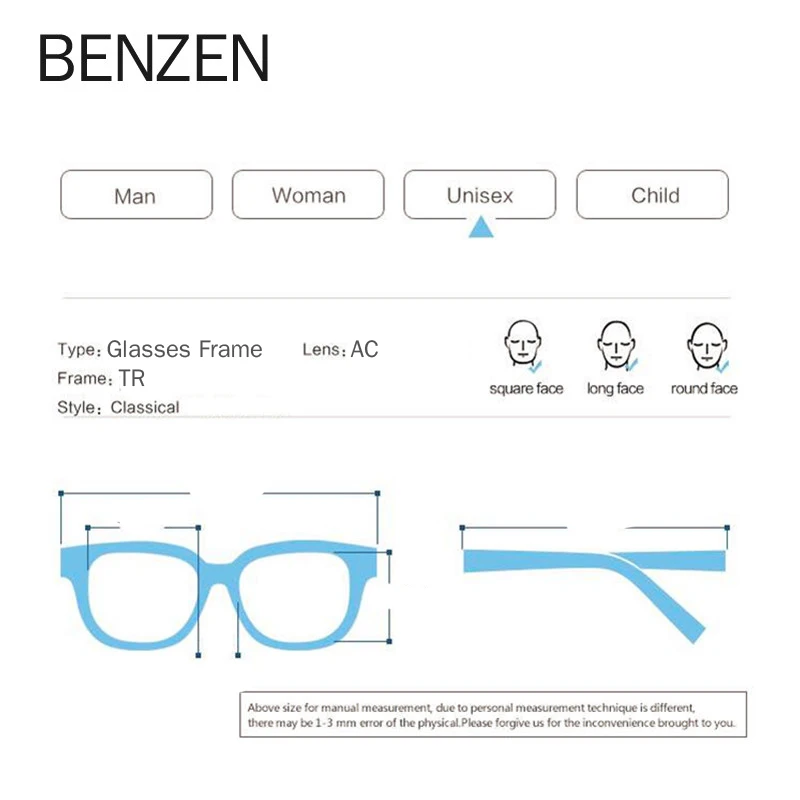 BENZEN Tr90 мужские спортивные очки для глаз, оправа, Модные оптические очки по рецепту для близорукости, оправа для мужчин, очки 5211