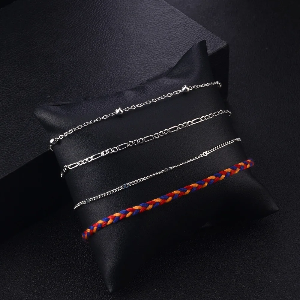 

Hot Selling Europe And America Summer Beach 3 Three Layer Bead Necklace Small Ball Bead Chain Multilayer Anklet Fashion Anklet