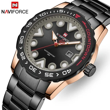 

NAVIFORCE New Men Watches Top Luxury Brand Fashion Business Mens Analog Quartz Wristwatch Stainless Steel Waterproof Date Watch