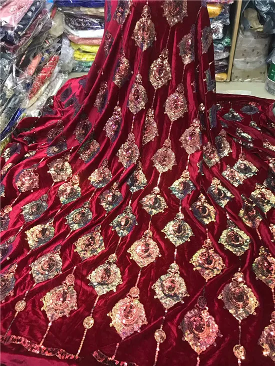 

2019 High Quality Nigerian Wedding Lace Fabric Latest African Laces velvet French Net Lace Fabric With sequins lace green