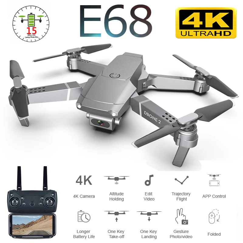 E68 складной Профессиональный Дрон с камерой 4K HD селфи WiFi FPV широкоугольный
