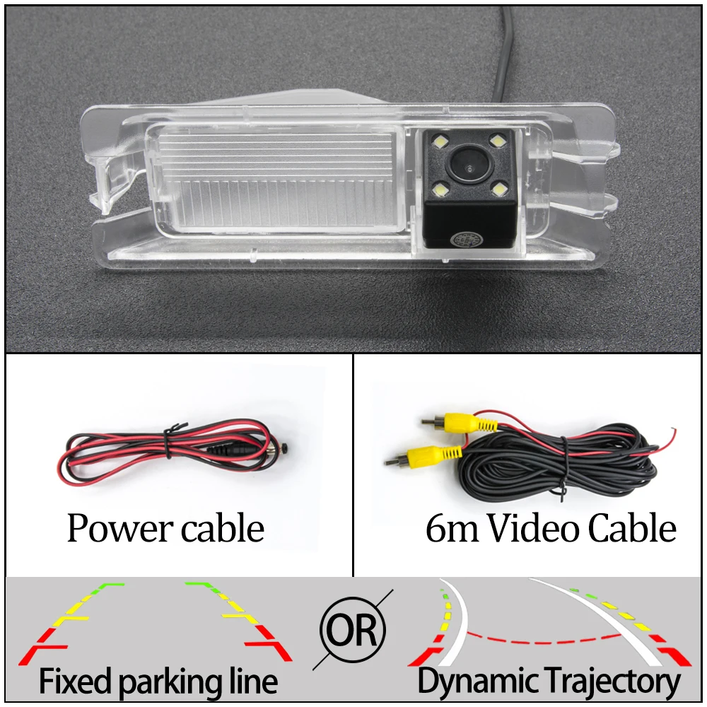 Фиксированная или динамическая траектория камера заднего вида CCD для Nissan March Micra Renault Logan Pulse Sandero Автостоянка аксессуары - Название цвета: 4LED Camera Only