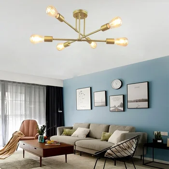 

Nordic Chandelier LED Ceiling Chandelier Lighting Multiple Rod Wrought Iron Gold Chandeliers For Living Room Decor Lustre