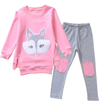 

Little Fox Pattern Girl Solid Color Suit Children Clothing For Girls Clothes Suit Autumn Outdoor Sportswear Kids Clothes Sets