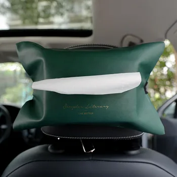 

For Sun Visor Car Interior Living Room Wear Resistant Napkin Storage PU Leather Adjustable Buckle Tissue Bag Wall Hanging
