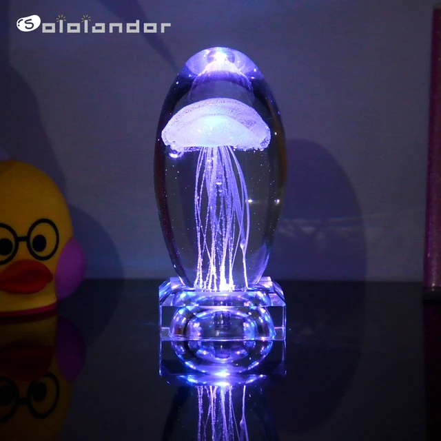 Lampe Led 3d Multicolore En Forme De Méduse, Nouveau Modèle De Cadeau  Créatif, Lampe De Table En Cristal, Décoration De Salle De Vacances,  Veilleuse - Lumières De Nuit - AliExpress