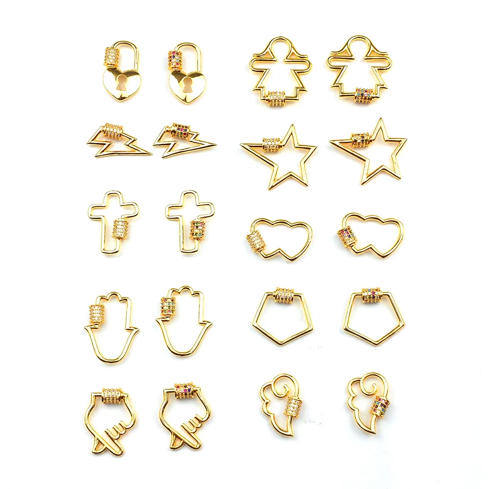 24k Gold спираль застежками Кулоны из нержавеющей стали для ювелирных изделий Diy