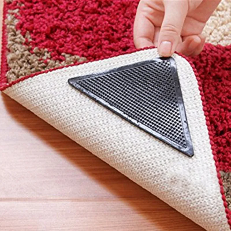 4pcs/Set Reusable Washable Rug Carpet Mat Grippers Non Slip Silicone Grip For Home Bath Living Room - Image 3