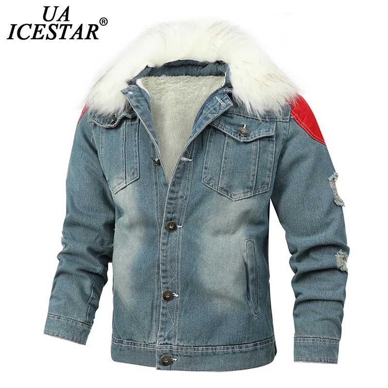 

UAICESTAR Winter Denim Jacket Men Fur Collar Casual Coat Fleece Warm Jackets Fashion Brand High Quality Large Size L-6XL Jackets