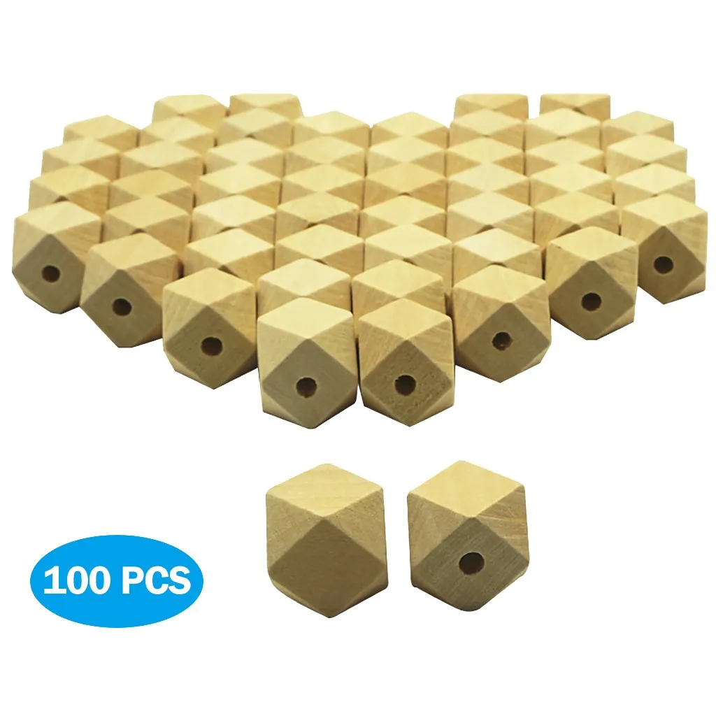 Beads Beech Wooden Faceted Hexagon Unfinished Octagonal Geometric Spacer For Jewelry Handmade Diy Accessory #LR4 | Дом и сад