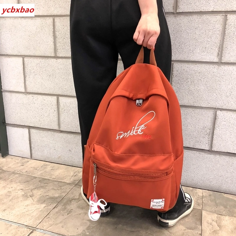 

YCBXBAO Exquisite embroidery Women Backpack Female Waterproof Nylon Backpacks Shoes hanging schoolbag for Teenage girls Mochila