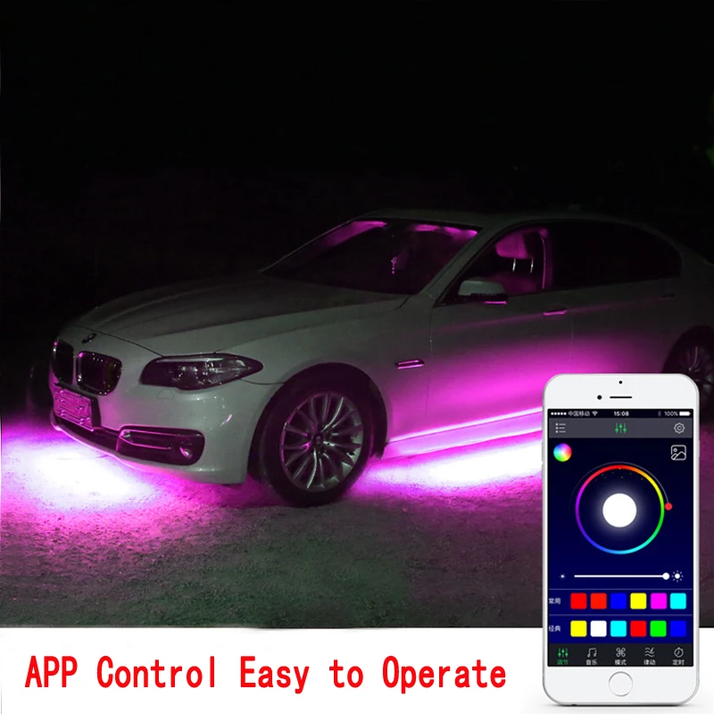 Водонепроницаемый Bluetooth приложение управления RGB светодиодный светильник Бар под автомобиль 90*120 см автомобильный нижний неоновый