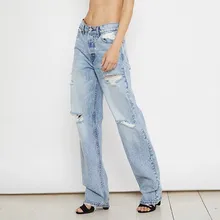 Модные новые стильные джинсовые джинсы с высокой талией, женские обычные рваные джинсы для женщин, джинсы для мам Boyfriend Mujer, свободные штаны, брюки