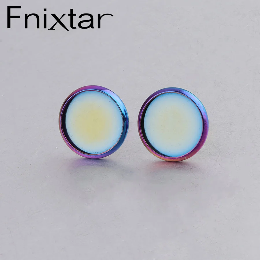 

Fnixtar Rainbow Color Stainless Steel Blank Earring Base Settings DIY Stud Earrings Cabochon Setting Diameter 12mm 100Piece/lot