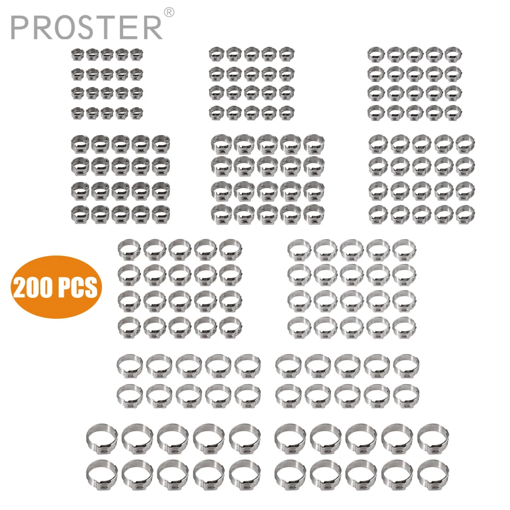 Зажимы для шлангов Proster зажимы из нержавеющей стали 200 шт.|Крепления| |