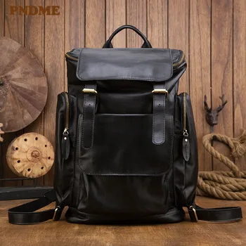

Casual natural real cowhide large capacity men's black backpack high-quality genuine leather outdoor travel luggage schoolbag