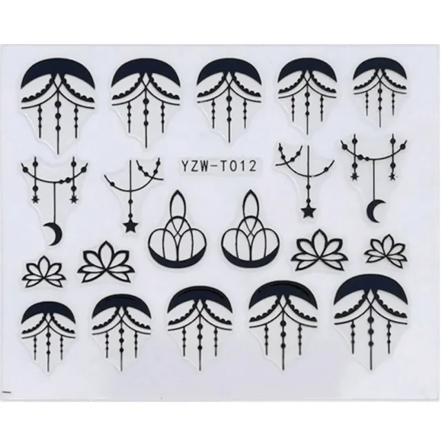 Nail Stickers for Manicure Nail Sticker Sliders For Nails Decal Self-adhesive Nails Figures Transfer Black DIY Accessories YZW-T012 balck