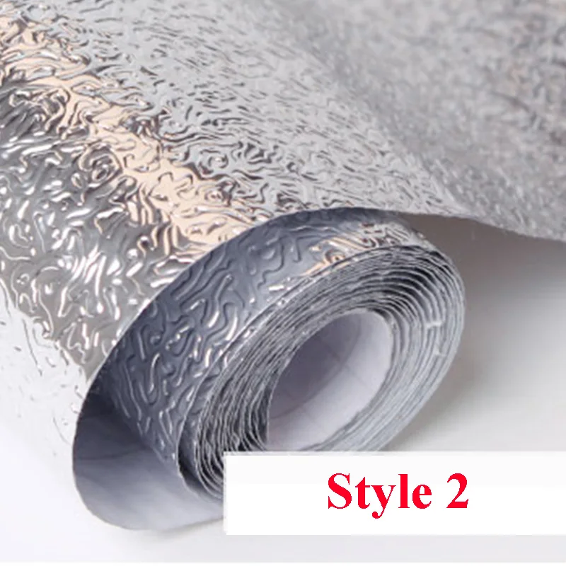 Style 2 40x100 см аксессуары для кухни самоклеющиеся алюминиевые фольги маслостойкие Водонепроницаемые многофункциональные стикеры на обои кухонный гаджет - Цвет: Style 2