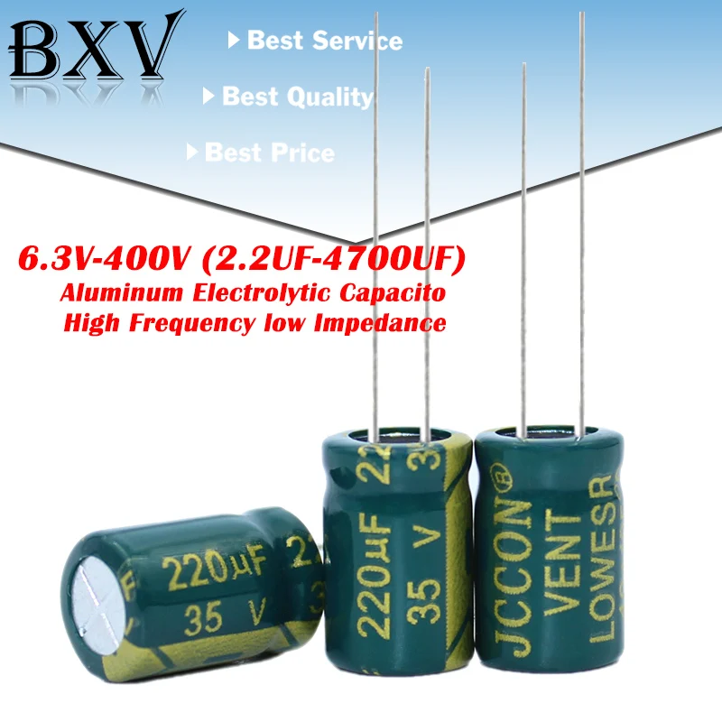 Aluminum Capacitor 10V 16V 25V 35V 50V 400V 100UF 220UF 330UF 470UF 680UF 1000UF 1500UF 2200UF 3300UF High Frequency Low ESR