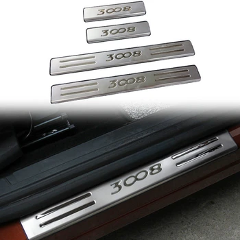 

4pcs For PEUGEOT 3008 II GT 2016 17 2018 2019 Car styling Stainless Door Sill Scuff Plate Pedal Guard Protector Stickers Trim