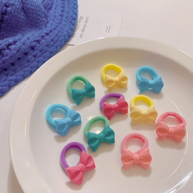 100Psc/Set Lovely Colorful Hair Bands For Girls Nylon Hair Ties Kids Candy Color Elastic Rubber Band Scrunchie Hair Accessories 10pcs