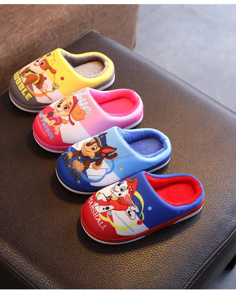 Anime Paw Patrol Kids Boy Girl Cotton Slippers Winter Children's Marshall Plush Slippers Home Indoor Shoes Furry Baby Slippers jeans pant