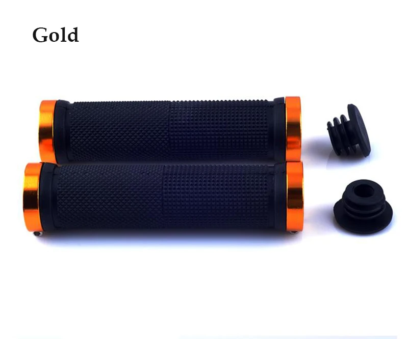 Gold 1 пара Противоскользящих резиновых MTB BMX шоссейных горных велосипедных рулей для велосипедных рулей, крышки велосипедных захватов, Запорная планка, горячая Распродажа - Цвет: Gold