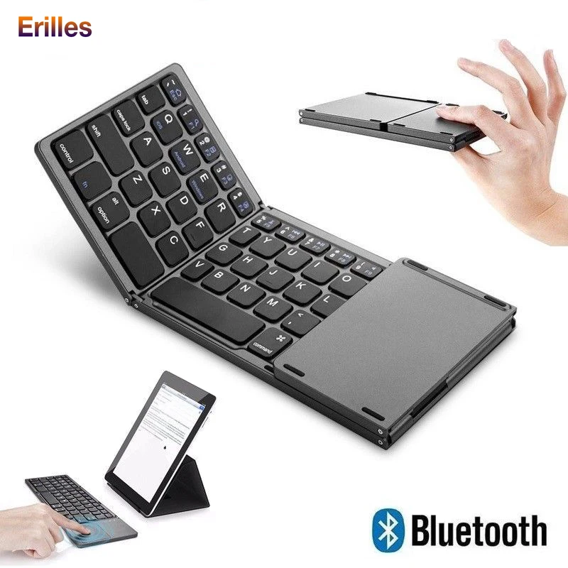 

Foldable Wireless Keyboard for Laptop PC Tablet Universal Bluetooth Keypad with Touchpad for iPad Phone Folding Mini Keyboard