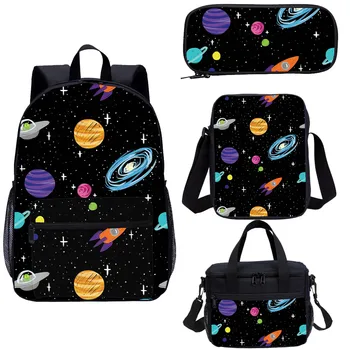 

Customizable Bags for Boy and Girl Cool Fashionable Child 4 Pcs School Backpack Set Primary School Designer Satchels Bag