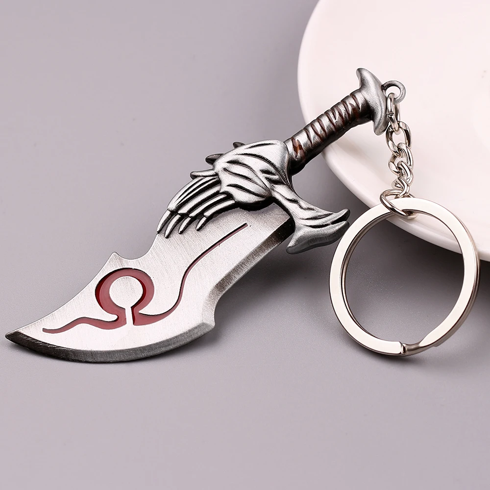 Wholesale 10 Piece God of War Keychain Kratos Weapon Blades of Chaos Pendant Keyring Sword