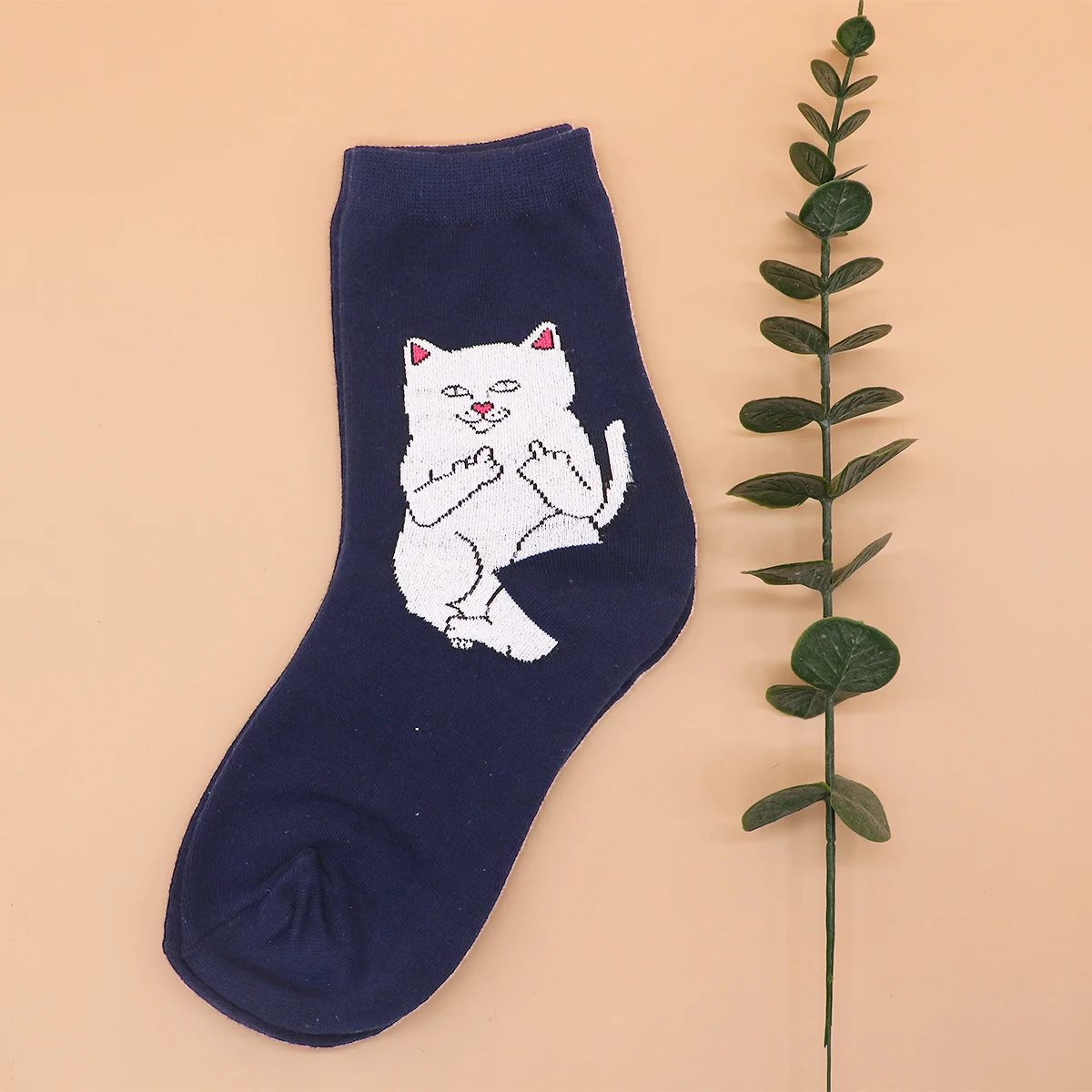 Royal Blue Модные удобные теплые хлопковые носки унисекс с рисунком кота из мультфильма; сезон осень-зима; вечерние носки на Хеллоуин - Цвет: Royal Blue