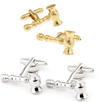 

10pairs/lot Silver/Gold Lawyer Hammer Cufflinks Copper Plating Cuff Links Men's Jewelry Accessory Business Style