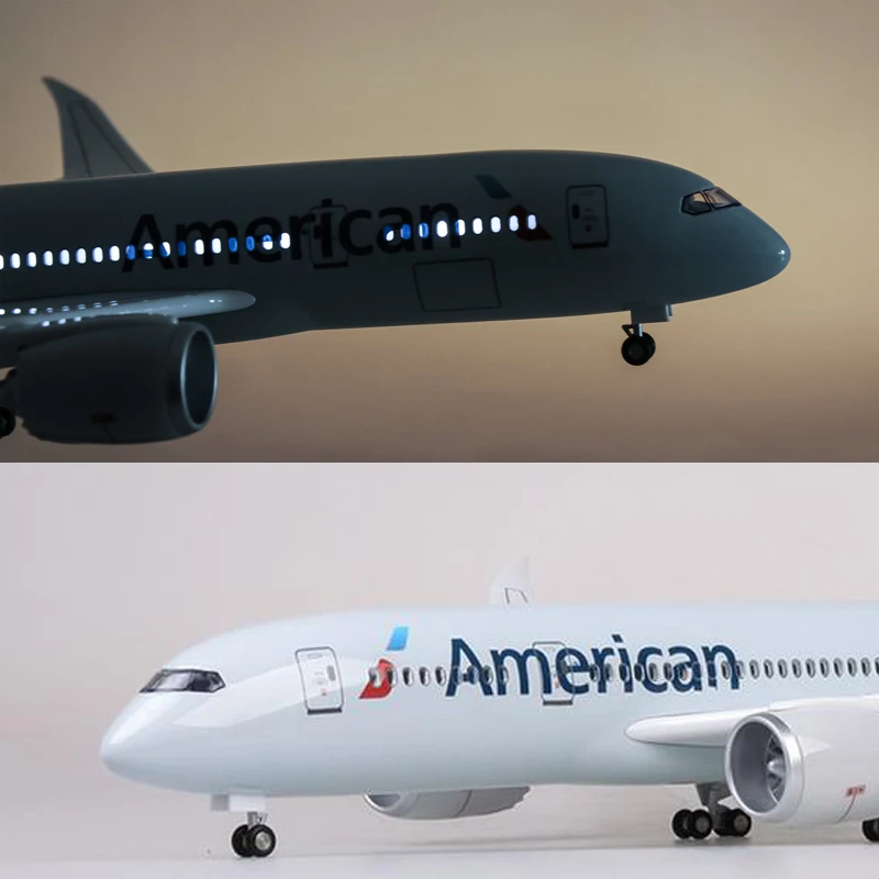 1:130 масштаб 47 см самолет Airbus B787 Американская модель самолетов W Светодиодный свет и колеса литой под давлением пластик Смола самолет для сбора