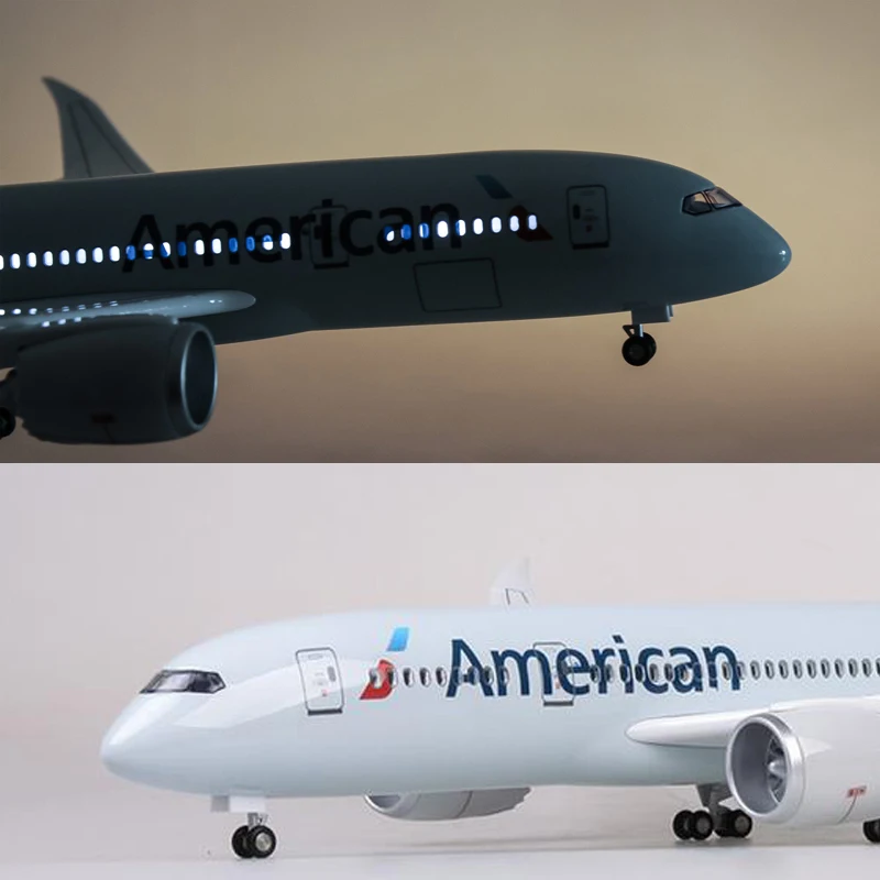 1:130 весы 47 см самолет Airbus B787 модель Американских авиалиний светодиодный