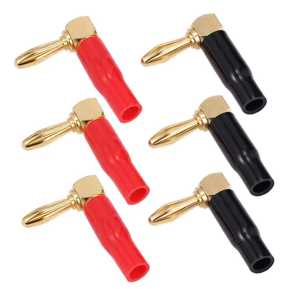 Банановый кабель винтовой разъем 24 K позолоченный разъем с черным+ красным штекером банана под прямым углом
