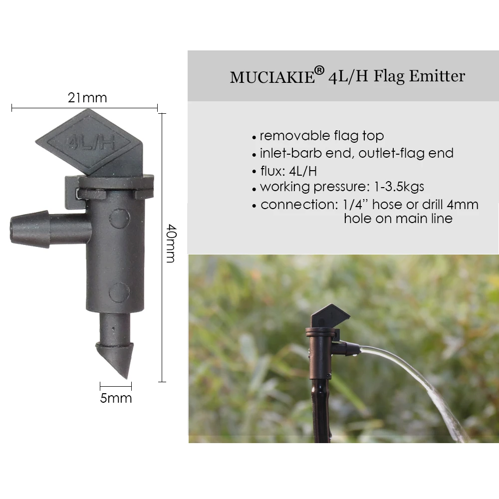 MUCIAKIE 50 м садовый точечный полив система 4L 6L 8L флаг излучатель капельница наборы Садоводство полив растений инструменты микро капельный набор