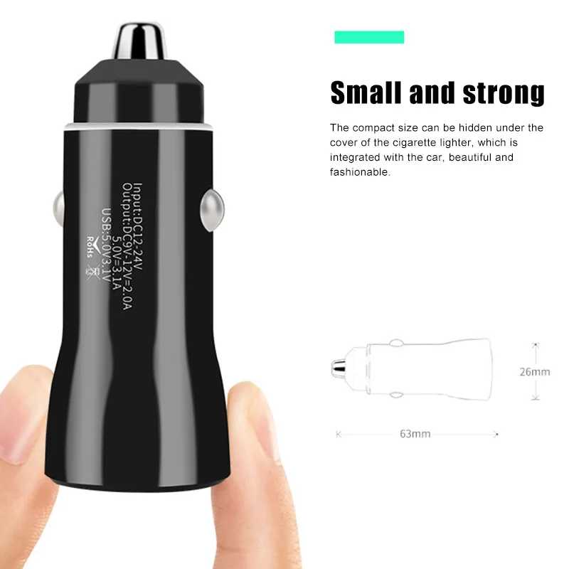 Высокое качество автомобильное зарядное устройство для телефона 2 usb порта Быстрая зарядка для смартфона автомобиля многофункциональная