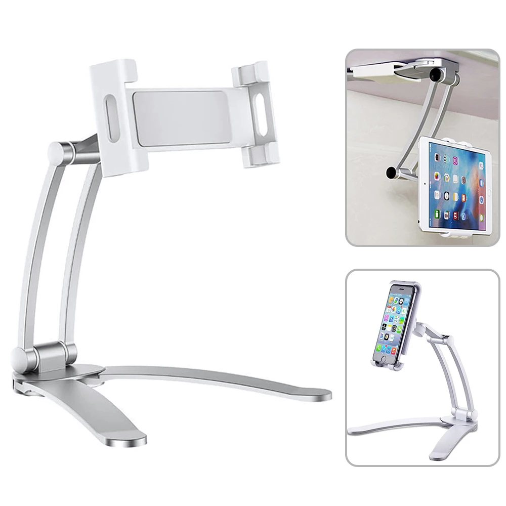 

2 in 1 Flexible Lazy Bracket, Pull-Up Desktop/Wall Cell Phone Tablet Holder Stand Adjustable 360 Rotating Mount for Bed Kitchen