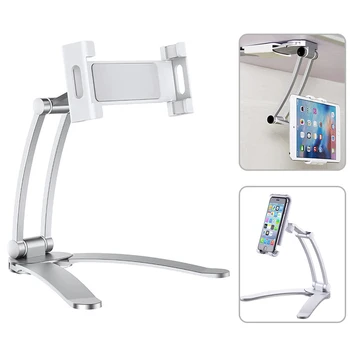 

2 in 1 Flexible Lazy Bracket, Pull-Up Desktop/Wall Cell Phone Tablet Holder Stand Adjustable 360 Rotating Mount for Bed Kitchen