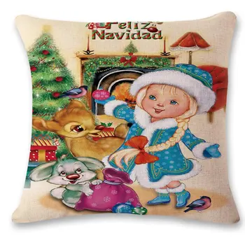 

Christmas Gift Winter Snowman Cartoon Cotton Hug Pillowcase Fashion Christmas Design Cotton Linen Pillow Cover 3