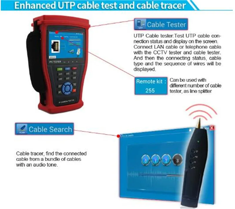IPC4300 плюс тестер ip-камеры тестер систем Скрытого видеонаблюдения с дисплеем 8MP TVI CVI 5MP AHD SDI H.265 4K с цифровым мультиметр