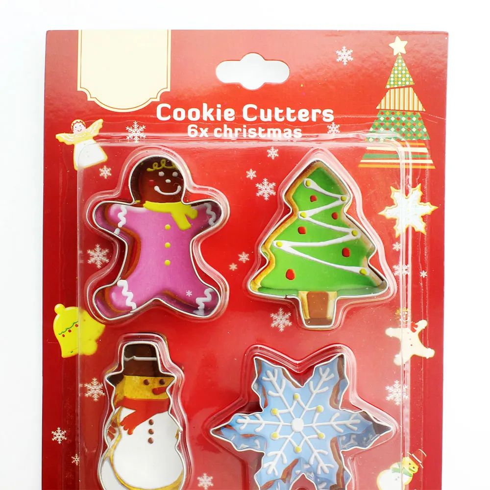 

A Set Of 6pcs Stainless Steel Christmas Cookie Cutters Gingerbread House Man Christmas Tree Baking Cake Biscuit Baking Mold