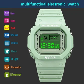 

2020 New Multifunction Electronic Sport Woman Watch Waterproof Silicone Student Wristwatches Big Dial Clock relogios femininos