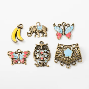 

5pcs/lot Metal Elephant Owl Butterfly Charms Pendants Vintage Antique Bronze Bracelets Necklaces Crafts for DIY Jewelry Making