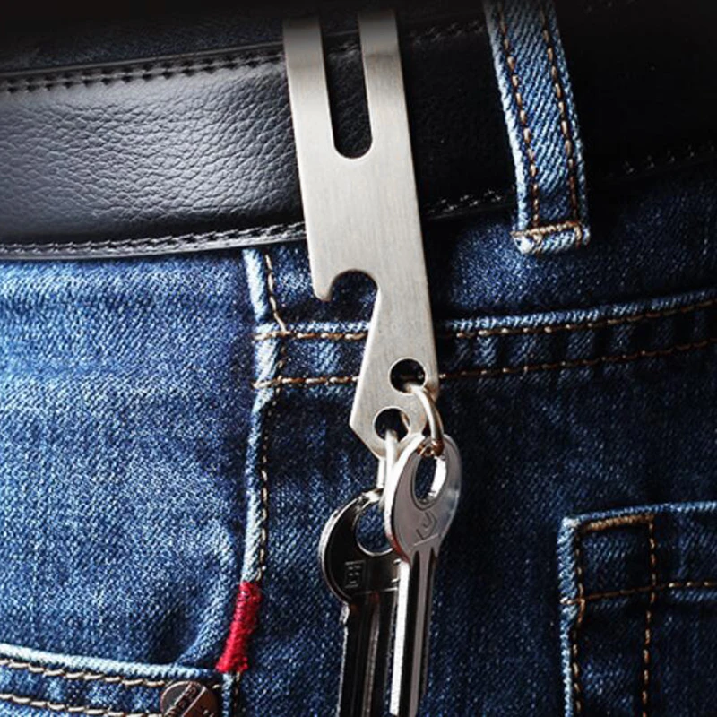 2Pcs Multifunction Outdoor Keychain High Quality Stainless Steel Metal Money Clip Holder Bottle Opener